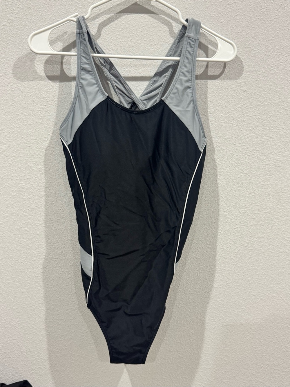 Classic Black and Light Gray Performance One-Piece Swimsuit